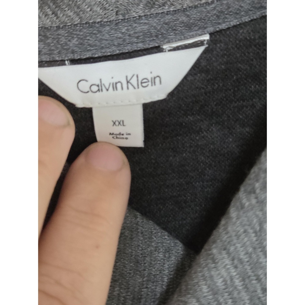 Calvin Klein Sweater Mens 2XL Gray Shawl Collar Button Pullover Knit Lightweight - Picture 5 of 8